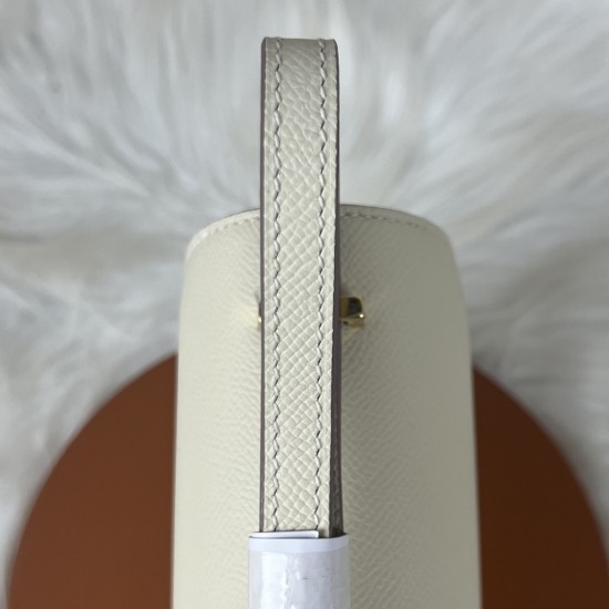 HERMES Constance Stewardess Bag New with Mirror 19 Kang Kang Milkshake Platinum Buckle High-end Quality Epsom Cowhide Leather Handmade Waxed Line Single Shoulder Crossbody Bag Mini Size 19154cm In stock Lot 700