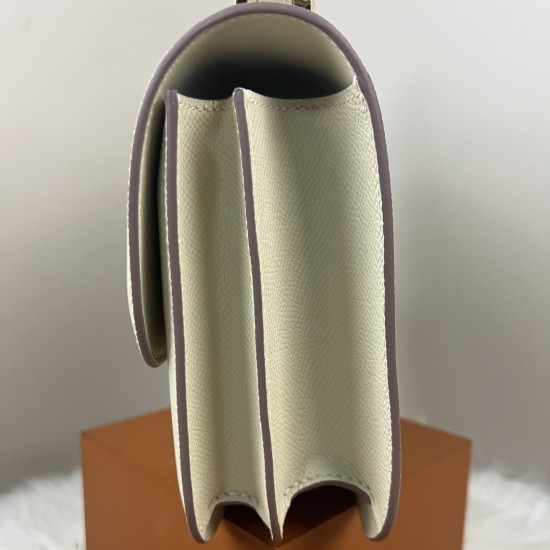HERMES Constance Stewardess Bag New with Mirror 19 Kang Kang Milkshake Platinum Buckle High-end Quality Epsom Cowhide Leather Handmade Waxed Line Single Shoulder Crossbody Bag Mini Size 19154cm In stock Lot 700