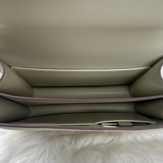 HERMES Constance Stewardess Bag New with Mirror 19 Kang Kang Milkshake Platinum Buckle High-end Quality Epsom Cowhide Leather Handmade Waxed Line Single Shoulder Crossbody Bag Mini Size 19154cm In stock Lot 700