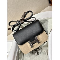 Constance Kang Kang 19cm Black Epsom Palm Leather Silver Buckle
