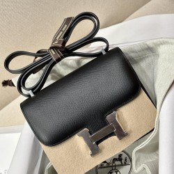 Constance Kang Kang 19cm Black Epsom Palm Leather Silver Buckle