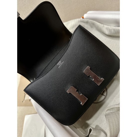 Constance Kang Kang 19cm Black Epsom Palm Leather Silver Buckle