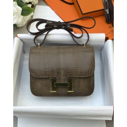 Constance Kang Kang 19cm Hcp imported top lizard skin tobacco brown gold and silver buckle counter synchronization handmade beeswax thread sewing pure steel hardware in stock