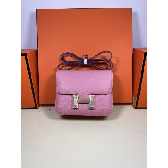 Kang Kang 18 Milkshake Powder Gold Buckle Handmade Waxed Line All Steel Micro Engraved Lettering Engraved hass Original Epsom Leather Unique Two Color Effect Logo Celebrate the celebration of constance Also known as the stewardess bag At the first glance,