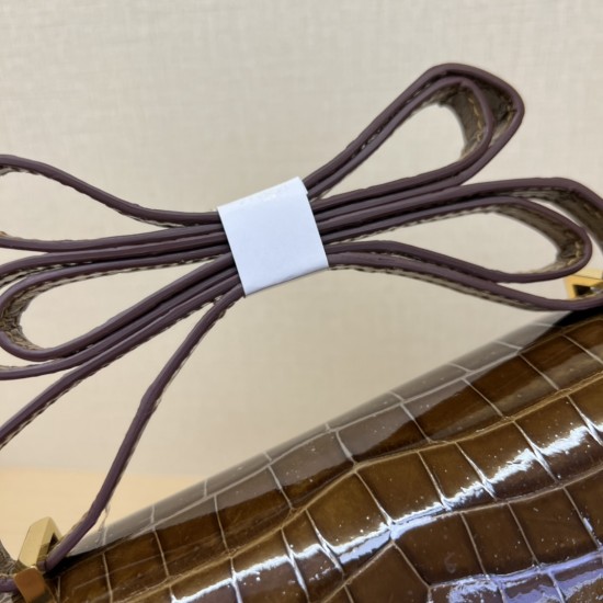 In stock KK19 honey dumplings imported high-gloss crocodile Kang Kang 19cm full hand-stitched waxed thread full steel hardware lining sheepskin