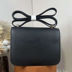 HERMES Constance Stewardess Bag New with Mirror 19 Kang Kang Black Gold Buckle High-end Quality Epsom Cowhide Leather Handmade Waxed Line Shoulder Crossbody Mini Size 19154cm In stock Lot 700