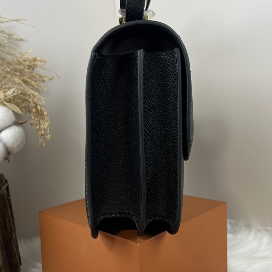 HERMES Constance Stewardess Bag New with Mirror 19 Kang Kang Black Gold Buckle High-end Quality Epsom Cowhide Leather Handmade Waxed Line Shoulder Crossbody Mini Size 19154cm In stock Lot 700