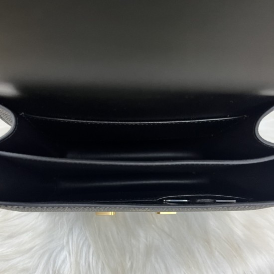 HERMES Constance Stewardess Bag New with Mirror 19 Kang Kang Black Gold Buckle High-end Quality Epsom Cowhide Leather Handmade Waxed Line Shoulder Crossbody Mini Size 19154cm In stock Lot 700