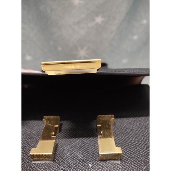 Black constance Kang Kang Flight Attendant Bag 19cm 23cm Original epsom leather Gold and silver buckles Half hand-sewn stitching Waxed batch 700