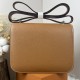 HERMES Constance Stewardess Bag New with Mirror 19 Kang Kang Golden Brown Silver Buckle High-end Quality Epsom Cowhide Leather Handmade Waxed Line Shoulder Crossbody Mini Size 19154cm In stock Lot 700