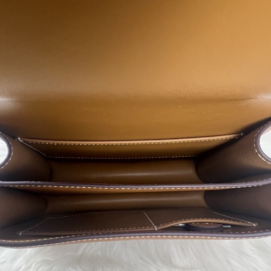 HERMES Constance Stewardess Bag New with Mirror 19 Kang Kang Golden Brown Silver Buckle High-end Quality Epsom Cowhide Leather Handmade Waxed Line Shoulder Crossbody Mini Size 19154cm In stock Lot 700