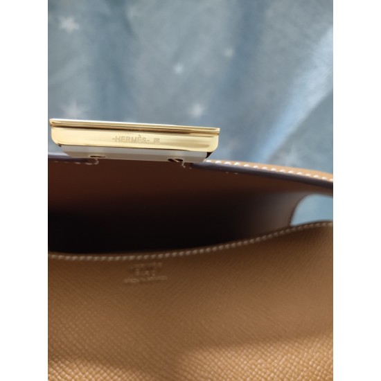 Gold dumplings constance Kang Kang stewardess bag 19cm 23cm original epsom leather gold and silver buckle half hand-stitched sewing waxed thread lot 700