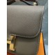 Elephant Gray constance Kang Kang Stewardess Bag 19cm 23cm Original epsom Leather Gold and Silver Buckle Half Hand Sewing Sewing Waxed Lot 700