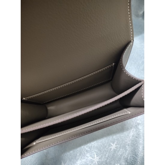 Elephant Gray constance Kang Kang Stewardess Bag 19cm 23cm Original epsom Leather Gold and Silver Buckle Half Hand Sewing Sewing Waxed Lot 700