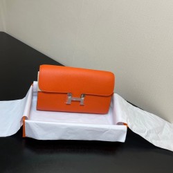 Constance to go Kang Kang wallet crossbody 205cm original imported Epsom leather orange gold buckle counter synchronization hand waxed stitching pure steel hardware spot