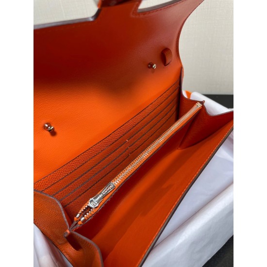 Constance to go Kang Kang wallet crossbody 205cm original imported Epsom leather orange gold buckle counter synchronization hand waxed stitching pure steel hardware spot