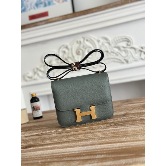 Kang Kang Stewardess Bag Color Almond Greenconstance 19cm epsom Palm Calfskin Locomotive Semi-Collector Waxed Stitching Lot of 700