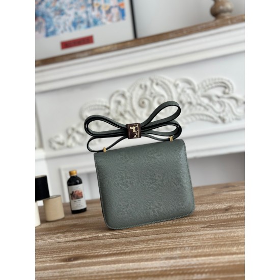 Kang Kang Stewardess Bag Color Almond Greenconstance 19cm epsom Palm Calfskin Locomotive Semi-Collector Waxed Stitching Lot of 700