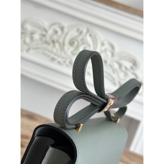 Kang Kang Stewardess Bag Color Almond Greenconstance 19cm epsom Palm Calfskin Locomotive Semi-Collector Waxed Stitching Lot of 700