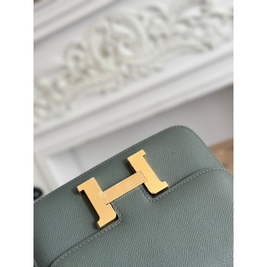 Kang Kang Stewardess Bag Color Almond Greenconstance 19cm epsom Palm Calfskin Locomotive Semi-Collector Waxed Stitching Lot of 700