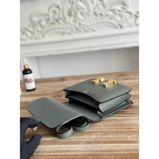 Kang Kang Stewardess Bag Color Almond Greenconstance 19cm epsom Palm Calfskin Locomotive Semi-Collector Waxed Stitching Lot of 700