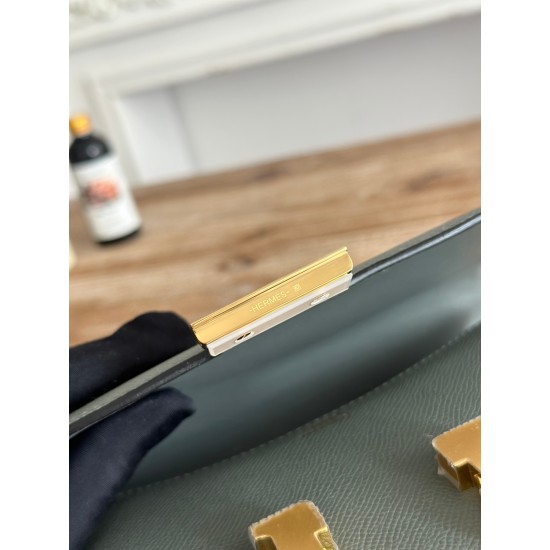 Kang Kang Stewardess Bag Color Almond Greenconstance 19cm epsom Palm Calfskin Locomotive Semi-Collector Waxed Stitching Lot of 700