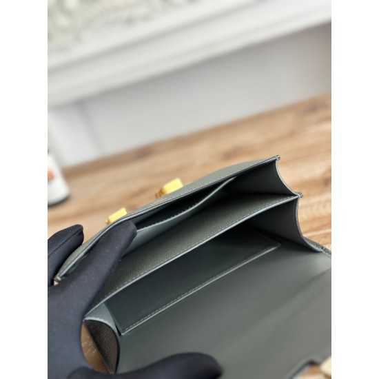 Kang Kang Stewardess Bag Color Almond Greenconstance 19cm epsom Palm Calfskin Locomotive Semi-Collector Waxed Stitching Lot of 700