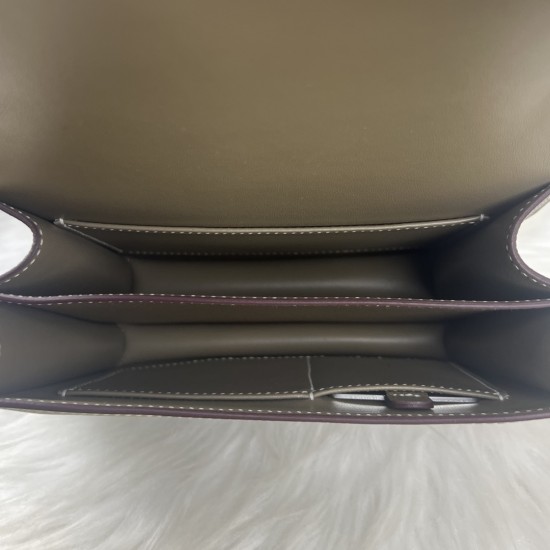 HERMES Constance Stewardess Bag New with Mirror 19 Kang Kang Elephant Gray Silver Buckle High-end Quality Epsom Cowhide Leather Handmade Waxed Thread Shoulder Crossbody Bag Mini Size 19154cm In stock Lot 700