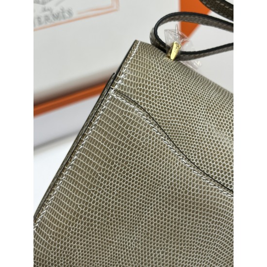 Constance Kang Kang 19cm Hcp imported top lizard skin sisal rope gray gold buckle counter synchronization handmade beeswax thread sewing pure steel hardware in stock