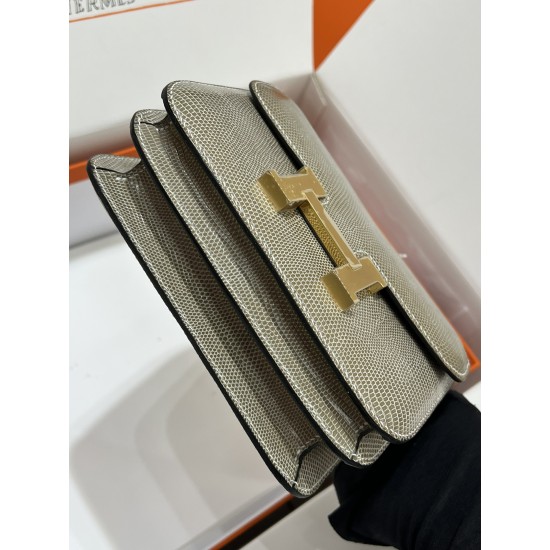 Constance Kang Kang 19cm Hcp imported top lizard skin sisal rope gray gold buckle counter synchronization handmade beeswax thread sewing pure steel hardware in stock