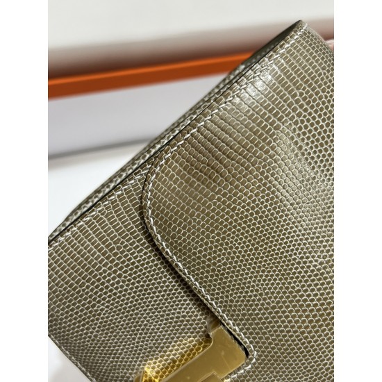 Constance Kang Kang 19cm Hcp imported top lizard skin sisal rope gray gold buckle counter synchronization handmade beeswax thread sewing pure steel hardware in stock