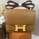 HERMES Constance Stewardess Bag New with Mirror 19 Kang Kang Golden Brown Gold Buckle High-end Quality Epsom Cowhide Leather Handmade Waxed Line Shoulder Crossbody Bag Mini Size 19154cm In stock Lot 700