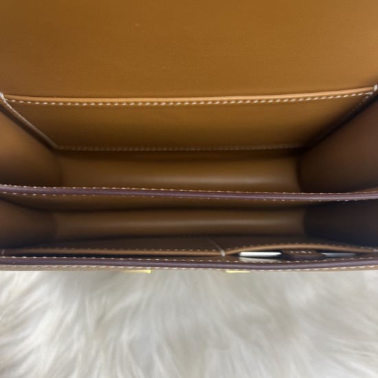 HERMES Constance Stewardess Bag New with Mirror 19 Kang Kang Golden Brown Gold Buckle High-end Quality Epsom Cowhide Leather Handmade Waxed Line Shoulder Crossbody Bag Mini Size 19154cm In stock Lot 700