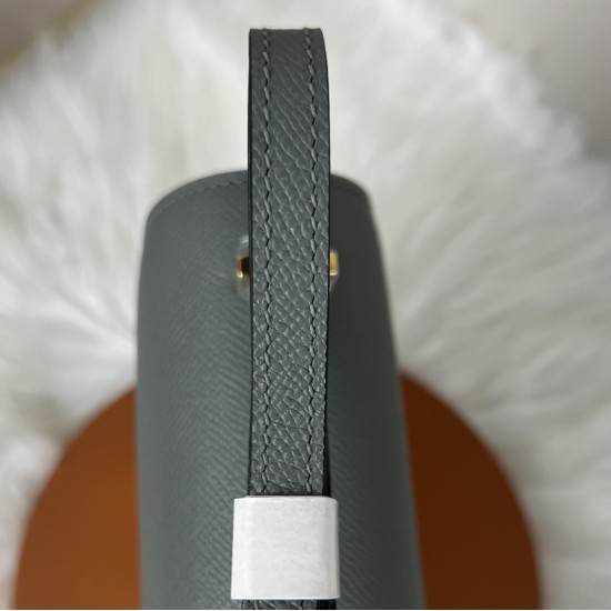 HERMES Constance stewardess bag new version with mirror 19 Kang Kang cum rain gray gold buckle High-end quality Epsom cowhide handmade waxed line shoulder crossbody bag mini size 19154cm spot batch 700