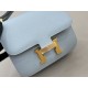 Stewardess Bag Constance Kang Kang 19cm Linen Blue Gold Buckle Mirror Model Imported Epsom Leather All Steel Hardware Waxed Stitching Lot 700