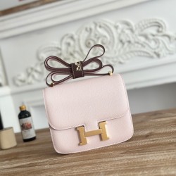 Kang Kang Stewardess Bag Color Dreamy Pink Purple constance 19cm epsom Palm Calfskin Locomotive Semi-Collector Waxed Stitching Lot of 700