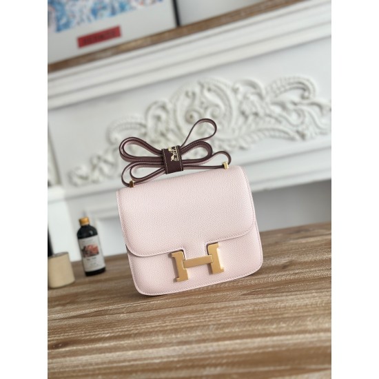 Kang Kang Stewardess Bag Color Dreamy Pink Purple constance 19cm epsom Palm Calfskin Locomotive Semi-Collector Waxed Stitching Lot of 700