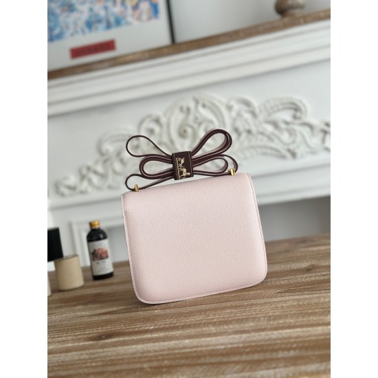 Kang Kang Stewardess Bag Color Dreamy Pink Purple constance 19cm epsom Palm Calfskin Locomotive Semi-Collector Waxed Stitching Lot of 700