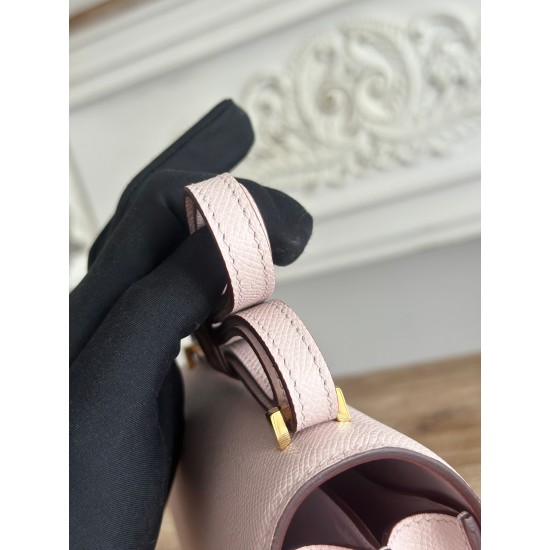 Kang Kang Stewardess Bag Color Dreamy Pink Purple constance 19cm epsom Palm Calfskin Locomotive Semi-Collector Waxed Stitching Lot of 700