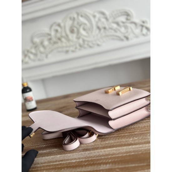 Kang Kang Stewardess Bag Color Dreamy Pink Purple constance 19cm epsom Palm Calfskin Locomotive Semi-Collector Waxed Stitching Lot of 700