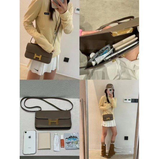 Kang Kang elan24 Epsom leather can be carried on the shoulder crossbody or hand carry put a large phone promax easily fit the new version of the size is too nice this on the body more elegant have a kind of soft outside and inside the feeling of color in 