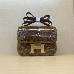 Spot KK19 imported high-gloss crocodile skin Kang Kang 19cm full hand-stitched waxed thread Full steel hardware Lining sheepskin