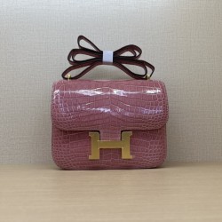 Spot KK19 imported high-gloss crocodile skin Kang Kang 19cm full hand-stitched waxed thread Full steel hardware Lining sheepskin