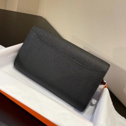 Constance to go Kang Kang wallet crossbody 205cm original imported Epsom leather black silver buckle counter synchronization handmade waxed thread sewing pure steel hardware spot