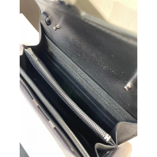 Constance to go Kang Kang wallet crossbody 205cm original imported Epsom leather black silver buckle counter synchronization handmade waxed thread sewing pure steel hardware spot