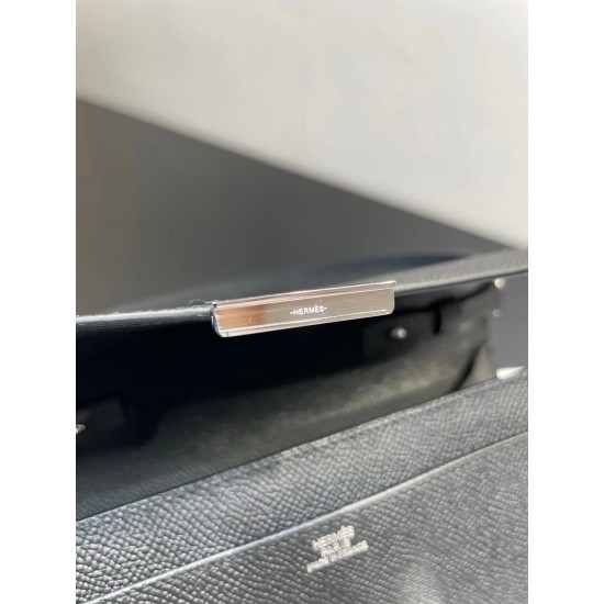 Constance to go Kang Kang wallet crossbody 205cm original imported Epsom leather black silver buckle counter synchronization handmade waxed thread sewing pure steel hardware spot