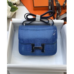 Constance Kang Kang 19cm Hcp imported top lizard skin Izmir blue silver buckle counter synchronization handmade beeswax thread sewing pure steel hardware in stock