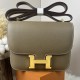 HERMES Constance Stewardess Bag New with Mirror 19 Kang Kang Elephant Gray Gold Buckle High-end Quality Epsom Cowhide Leather Handmade Waxed Thread Shoulder Crossbody Bag Mini Size 19154cm In stock Lot 700