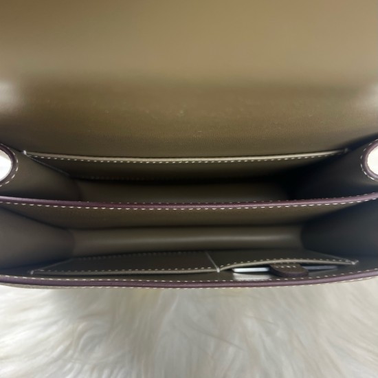 HERMES Constance Stewardess Bag New with Mirror 19 Kang Kang Elephant Gray Gold Buckle High-end Quality Epsom Cowhide Leather Handmade Waxed Thread Shoulder Crossbody Bag Mini Size 19154cm In stock Lot 700