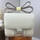 HERMES Constance Stewardess Bag New with Mirror 19 Kang Kang Milkshake White Silver Buckle High-end Quality Epsom Cowhide Leather Handmade Waxed Thread Shoulder Crossbody Mini Size 19154cm In stock Lot 700